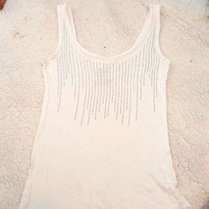 Grane White Sequin Tank Top, Small